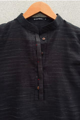 Black Textured Kurta