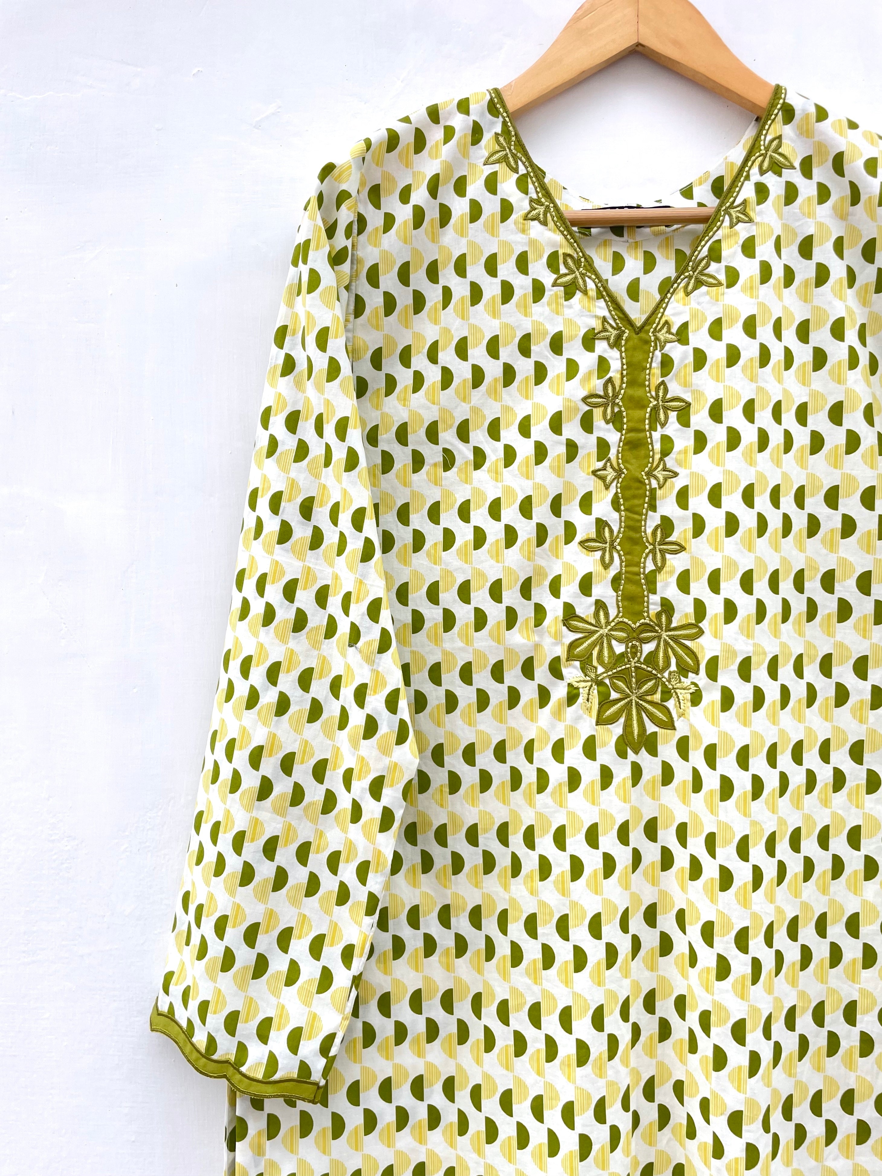 Green Applique Kurta